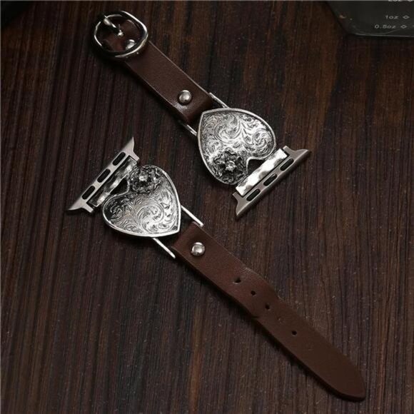 NEW Boho leather Apple Watch Band with Heart